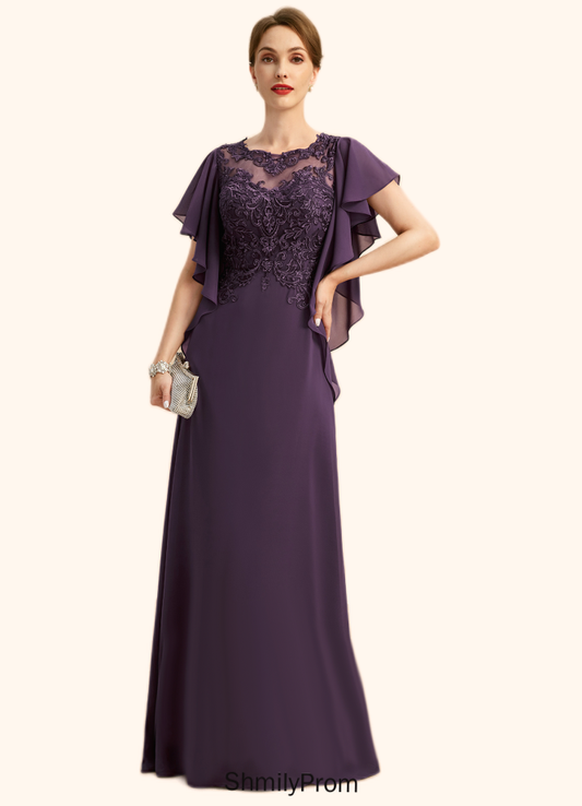 Lainey A-line Scoop Illusion Floor-Length Chiffon Lace Mother of the Bride Dress HP8126P0021839