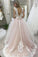 Charming Open Back Round Neck Lace Wedding Dresses Ball Gown with Bowknot