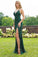 Sexy Mermaid Green V Neck Sequins Criss Cross Prom Dresses Cheap Evening Dresses