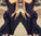 Simple Sweetheart Navy Blue Mermaid Prom Dress with Sash Sweep Train