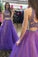 Stylish Two Piece High Neck Floor-Length Prom Dress with Beading Open Back