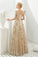 Elegant A Line V Neck Off the Shoulder Beads Prom Dresses with Lace STC20414