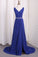 2024 A Line Chiffon V Neck Bridesmaid Dresses With Beads And Slit