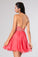 2021 Halter A Line Sexy And Cute Homecoming Dress Short/Mini Chiffon&Tulle Beaded