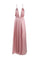 Deep V-Neck Spaghetti Straps Pink Open Back Simple Cheap Prom
