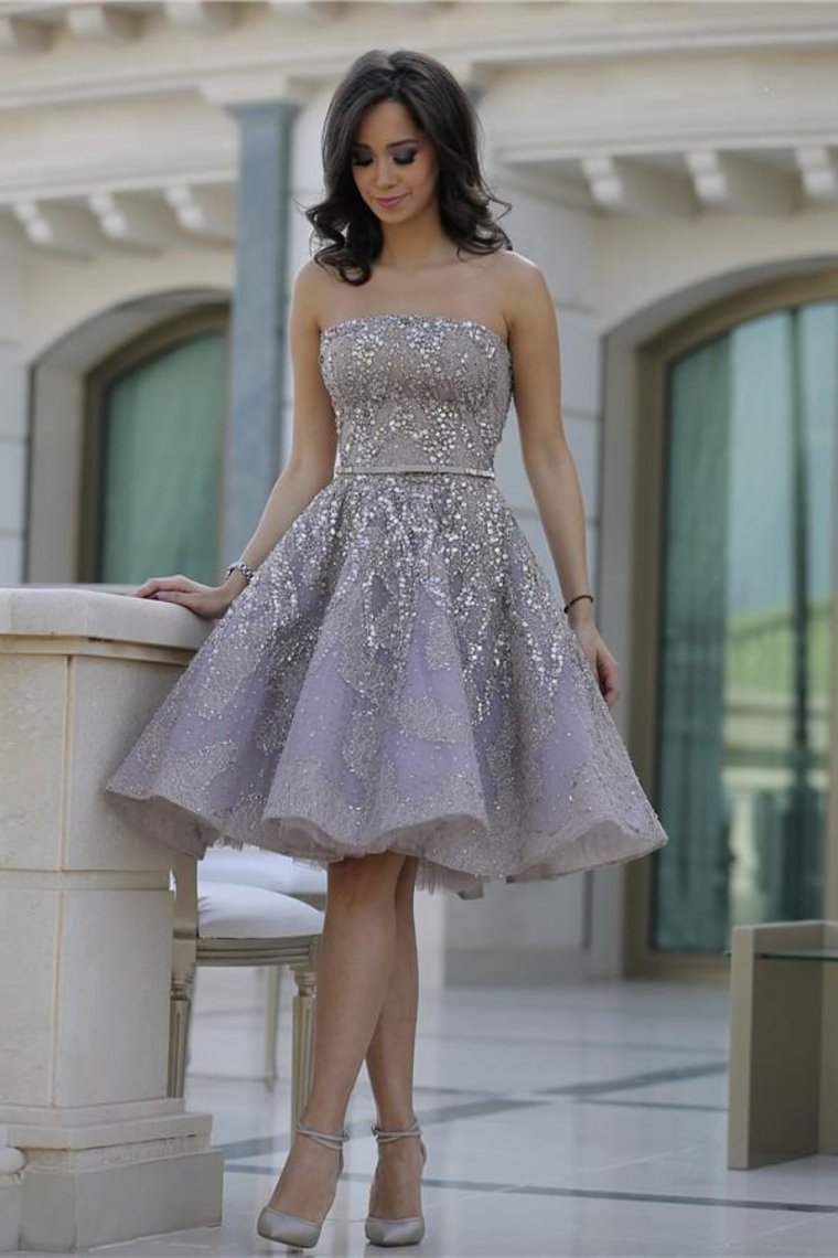 2024 Strapless Homecoming Dresses A Line Lace With Beading