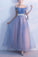Elegant Blue Off Shoulder Sweetheart A Line Prom Dresses with Appliques