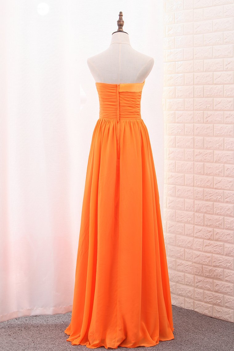 2024 A Line Chiffon Sweetheart Ruched Bodice Bridesmaid Dress Floor