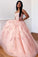Pink A-Line Tulle Appliques Beading Popular Formal Dresses Long Prom Dresses