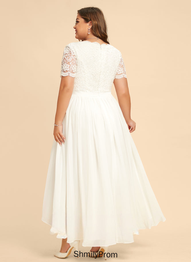 Asymmetrical Caitlin Dress Wedding Wedding Dresses Lace Chiffon A-Line V-neck