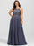 Scoop With Prom Dresses Floor-Length Lace Chiffon Sequins Delilah A-Line