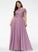 Scoop Floor-Length Lace Nataly Chiffon A-Line Prom Dresses