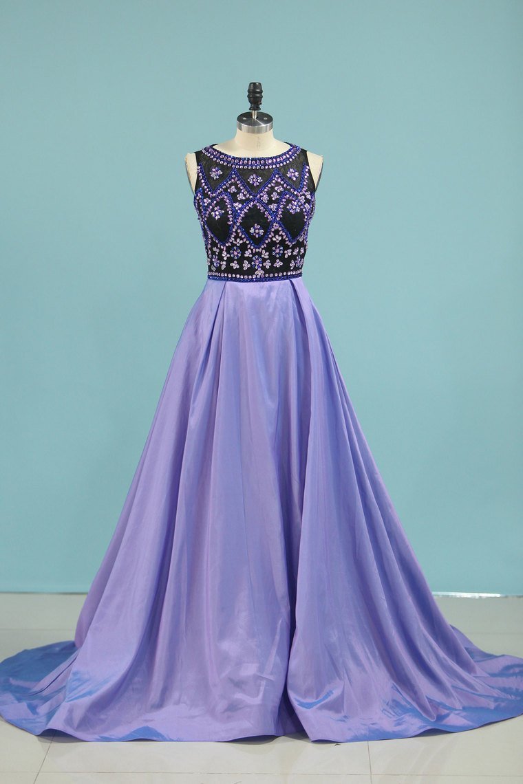 New Arrival Plus Size Prom Dresses A Line Scoop With Beading