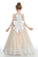 Floor Length Champagne Tulle Flower Girl Dresses With Pearls