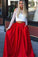 2021 Long Sleeves Scoop Prom Dresses A Line Satin Two