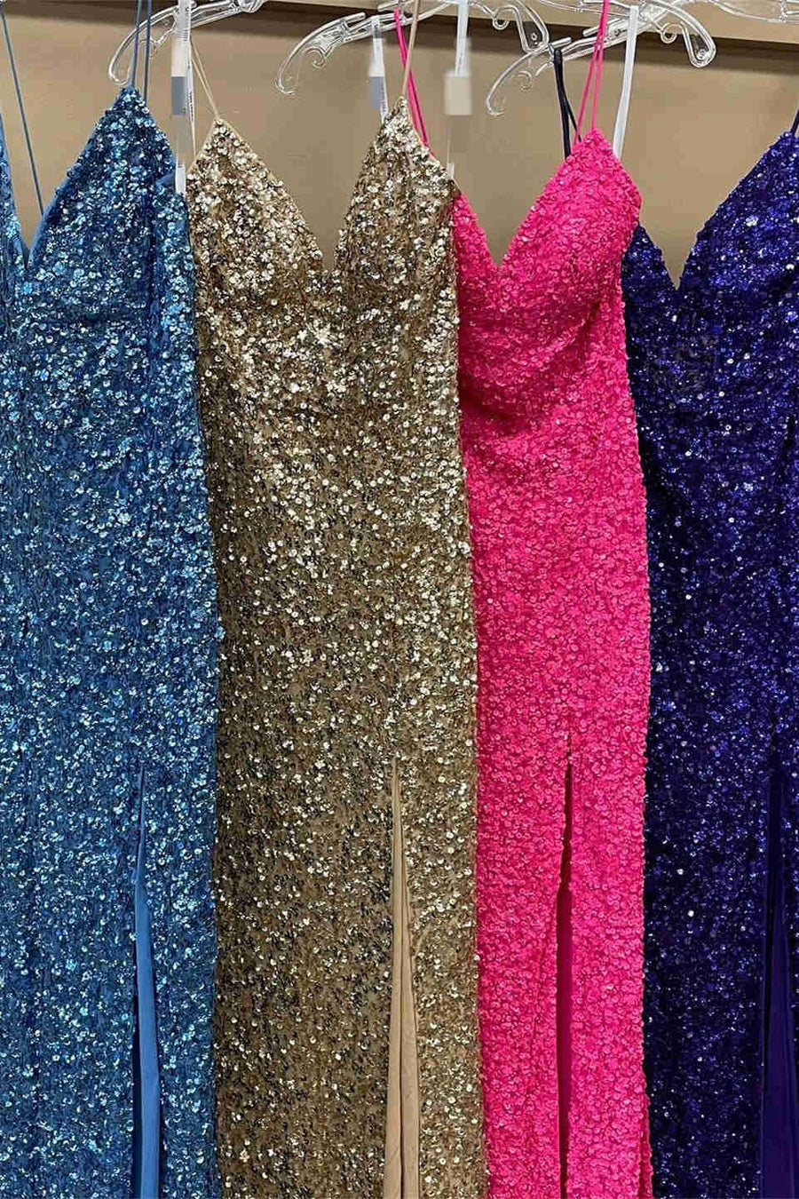 Mermaid Sequins Flattering Long Prom Party Dresses With Slit