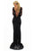 Lace Illusion Long Sleeves Prom Dress, Black Sheath Backless Evening Dress With