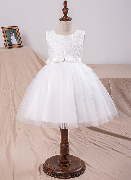 - Dress Flower Girl Dresses Girl Tulle/Lace Knee-length Flower Scoop With Sleeveless Bow(s) Ball-Gown/Princess Ida Neck