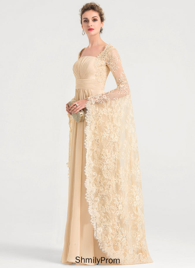 Tatum With Dress Pleated Lace Beading Square Chiffon A-Line Wedding Dresses Floor-Length Wedding