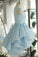 Round Neckline Light Blue Homecoming Dresses Cute Dresses