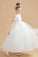 Short Sleeves Ivory Tulle Flower Girl Dresses With Lace Appliques