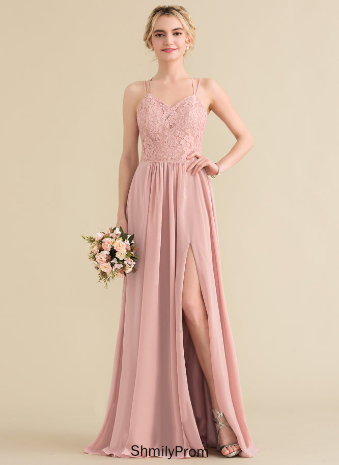 Sweetheart A-Line Floor-Length Lace Sharon Chiffon Prom Dresses