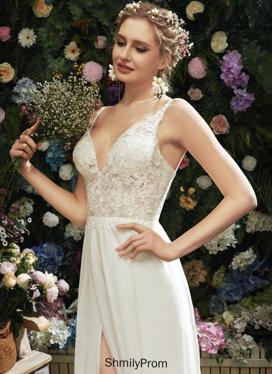 Chiffon Floor-Length Lace Wedding Dresses Dress Molly A-Line V-neck Wedding
