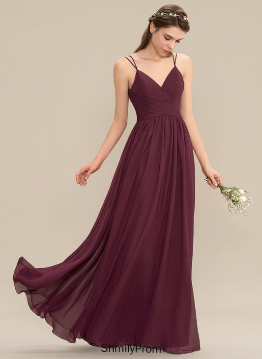 Prom Dresses V-neck A-Line Lace Marian Floor-Length With Chiffon Ruffle