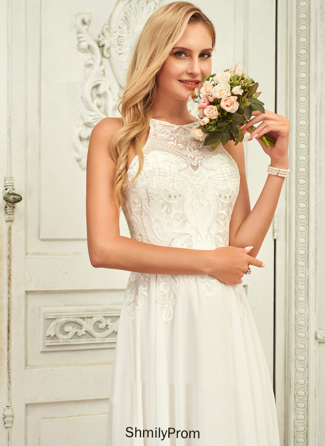 Chiffon A-Line Dress Wedding Dresses Scoop Selina Wedding Floor-Length Lace