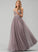 Araceli Beading Lace Tulle V-neck A-Line With Sequins Prom Dresses Floor-Length