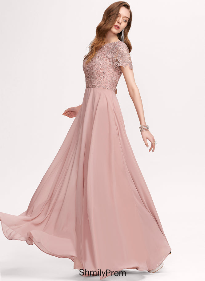 Prom Dresses Floor-Length Lace Mildred Scoop A-Line Chiffon