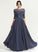 With Scoop Floor-Length A-Line Sariah Sequins Chiffon Prom Dresses Lace