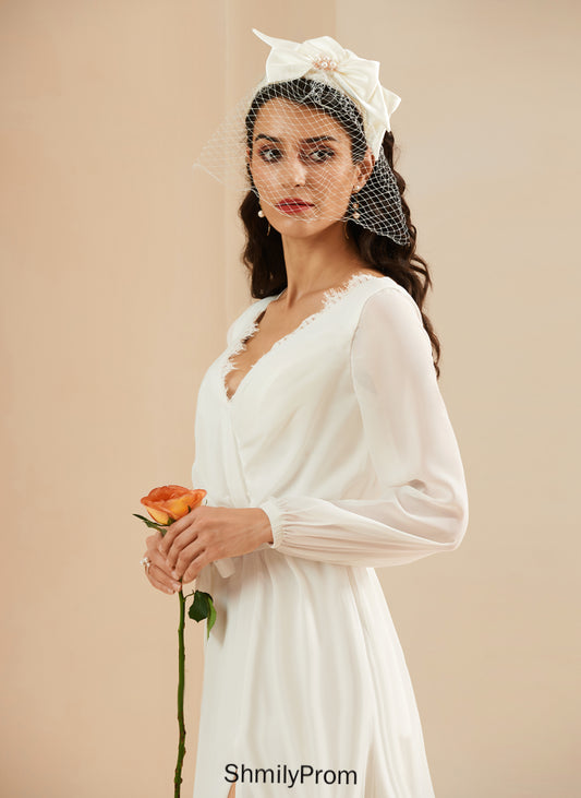 Aspen Lace Floor-Length Chiffon A-Line Dress Wedding Dresses Wedding V-neck