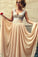 2021 V-Neck Prom Dresses A Line Chiffon Sequined