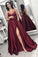 2021 Slit A-Line Prom Dresses Sexy Spaghetti Straps
