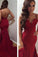 Red stylish lace mermaid long prom dresses 2021 graduation dresses cheap prom dresses