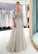 Elegant Chiffon Champagne A Line Floor Length Prom Dresses