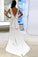 Simple Open Back V-Neck Long White Wedding Dresses Bridal