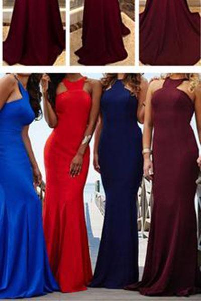 New Fashion Burgundy Fitted Bodice Modest Evening Dress Long Party Gown For Teens