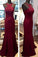 New Fashion Burgundy Fitted Bodice Modest Evening Dress Long Party Gown For Teens
