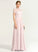 High Lace Floor-Length A-Line Prom Dresses Eden Chiffon Neck Illusion