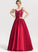 Floor-Length Scoop Prom Dresses Satin With Sequins Lace Ball-Gown/Princess Illusion Elianna