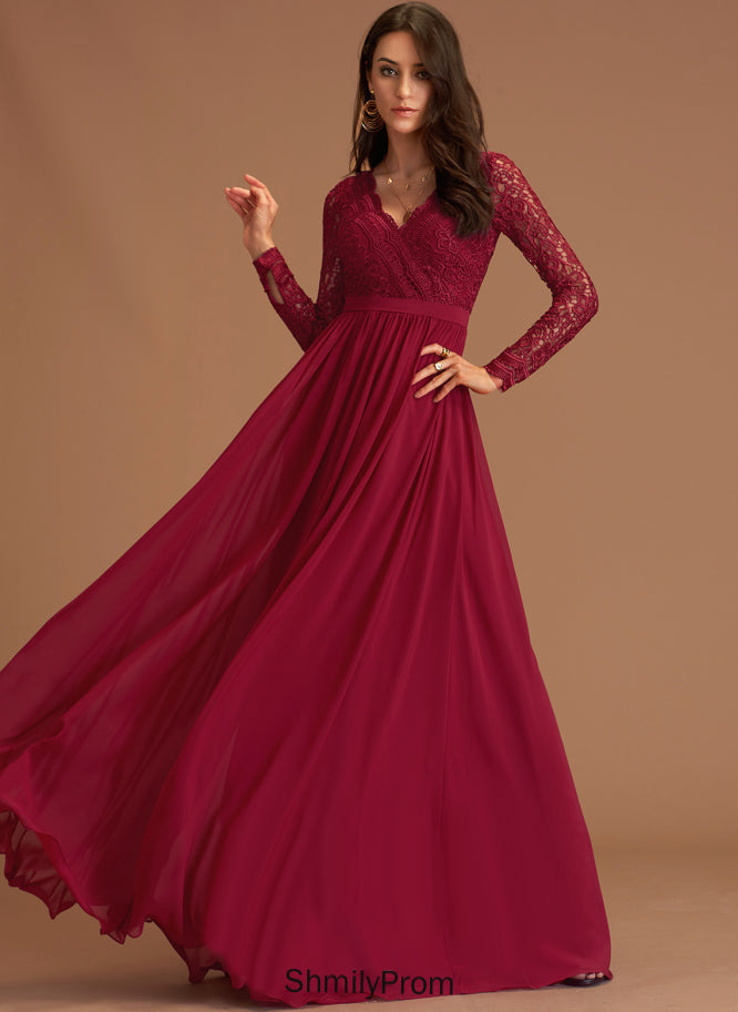 Maeve Chiffon Prom Dresses Floor-Length A-Line V-neck