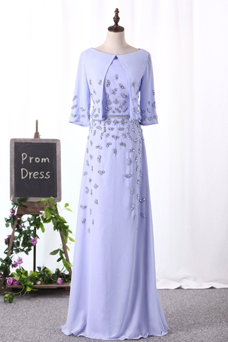 Mid-Length Sleeves Scoop Mother Of The Bride Dresses A Line With