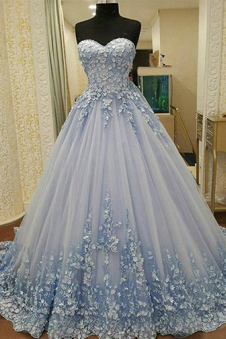 2024 Prom Dresses Sweetheart A Line Tulle With Handmade Flowers