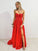 Red Sleeveless Sweetheart A Line Lace Long Prom Dresses