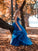 Blue One Shoulder Tulle Lace A Line Prom Dresses