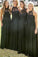 A-Line Long Black Lace Chiffon Bridesmiad Dresses Bridesmaid
