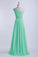 One Shoulder A-Line Prom Dresses Floor Length Chiffon With Beading&Sequins