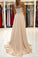 Champagne Chiffon A-Line One Shoulder Formal Evening Dresses Long Appliques Prom Dresses